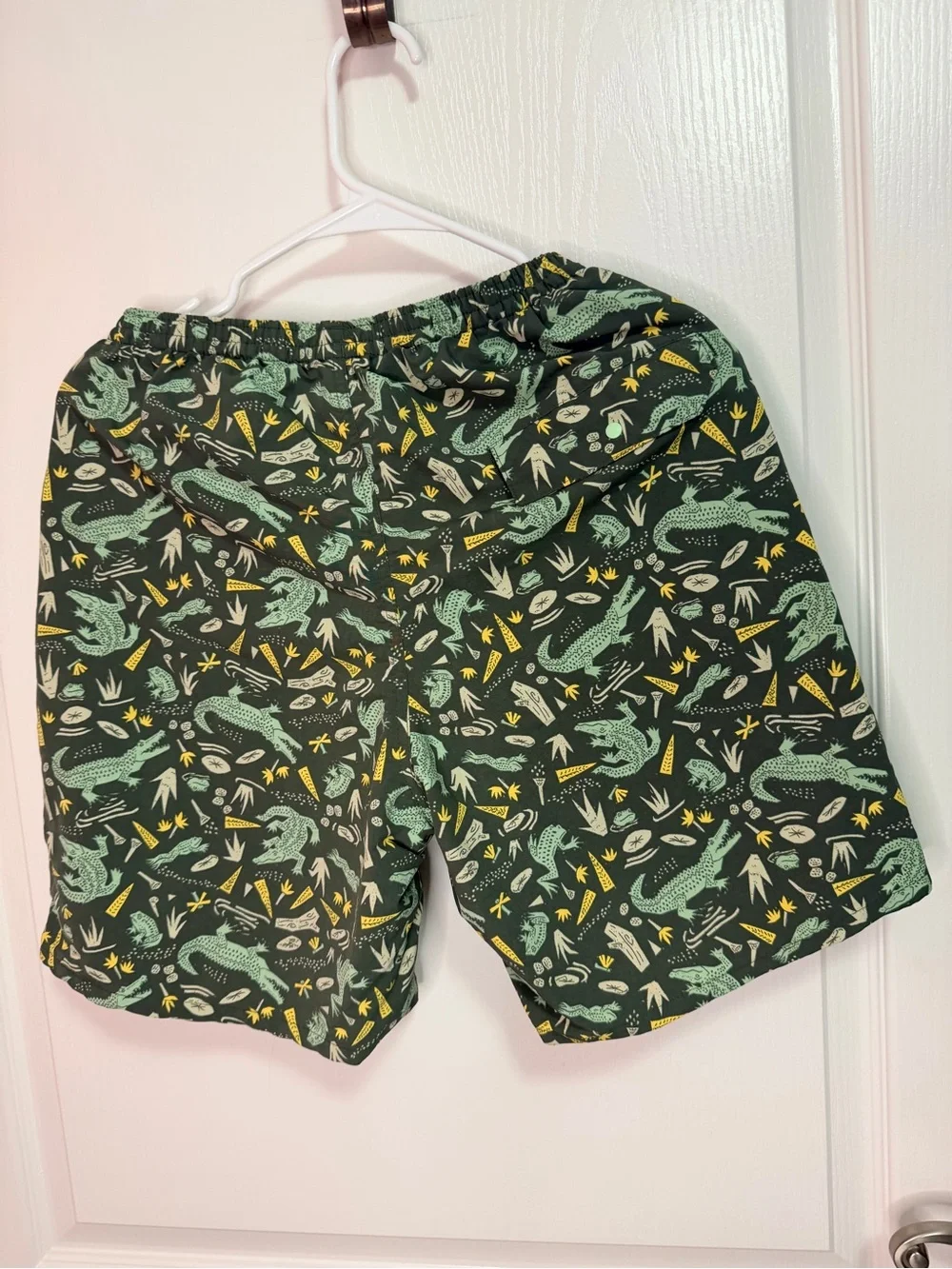 Patagonia Olive Green Swim Trunks with Yellow & Cream Print